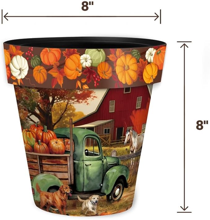 Briarwood Lane Fall Planter 8.5" x 8.5" x 8.5" Autumn Farm Small for Fall Planter