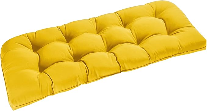 downluxe Outdoor Bench Cushion for Patio Furniture, Waterproof Tufted Overstuffed Porch Swing Cushions, Thick Outdoor Loveseat Cushions, 44" X 19" X 5", Yellow, Set of 1