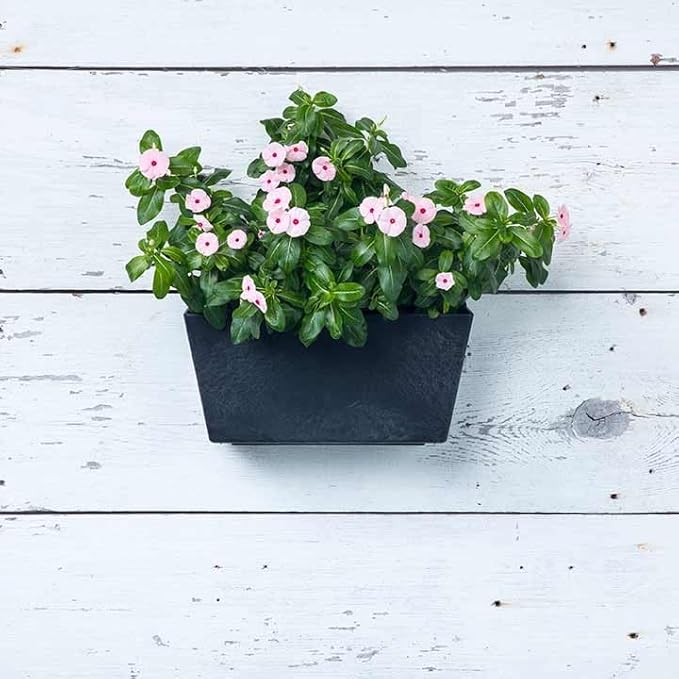 Root & Vessel Self Watering Wall Planters for Indoor or Outdoor Plants, Unique Marbled Wall Pot, Made of Eco-Friendly Blend of Stone and Plastic, Black, 14.5"
