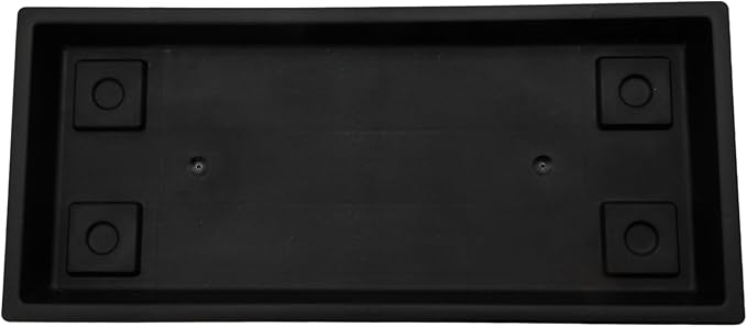The HC Companies Venetian Rectangular Plant Tray - 17.5" Saucer for 18" Planter Pot, Plastic Drip Tray for Drainage - Indoor & Outdoor Use, Black