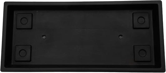 The HC Companies Venetian Rectangular Plant Tray - Lightweight Plastic Plant Saucer - Plant Drip Trays for Drainage - UV Resistant Pot Saucer for Indoor & Outdoor Use (29.5" Black, Pack of 1)