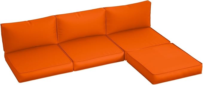 Amopatio Outdoor Sofa Replacement Cushion Set. Waterproof Seat and Back Cushions for Patio Fumniture - Extra-Thick Cushions, Machine- Washable Covers(Orange)