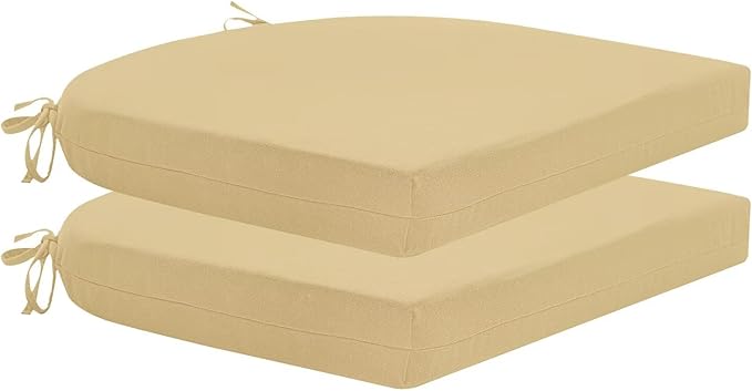 HARBOREST Outdoor Chair Cushions Set of 2, Water Resistant Patio Chair Cushions with Ties, Outdoor Seat Cushions for Patio Furniture, 17"x16"x2", Khaki