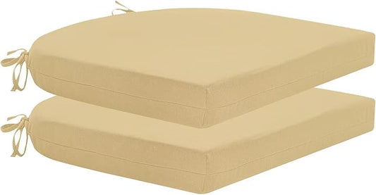 HARBOREST Outdoor Chair Cushions Set of 2, Water Resistant Patio Chair Cushions with Ties, Outdoor Seat Cushions for Patio Furniture, 17"x16"x2", Khaki