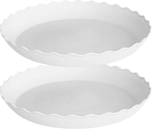2 Pack Plant Saucer 10 inch, Heavy Duty Plastic Plant Saucers, Durable Plant Tray for Pots, Flower Saucers for Indoors, Plant Pot Saucers, Trays for Planter (White)