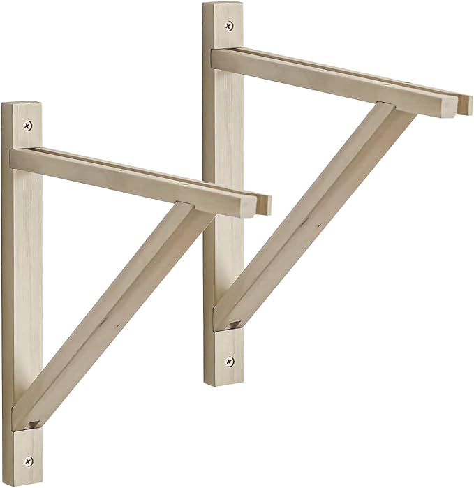 Antrader Wood Shelf Bracket, 2Pcs Wall Mount Triangle Floating Shelf Supports for Hanging Sconce Pendant Lamp,Planters,Wind Chimes, Include Mounting Screws(12"x10",Natural)