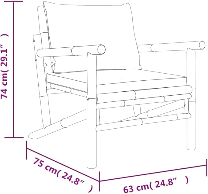 Garden Lounge Set Bamboo Three Piece Set Modular Garden Seating Ensemble for Backyard Pond