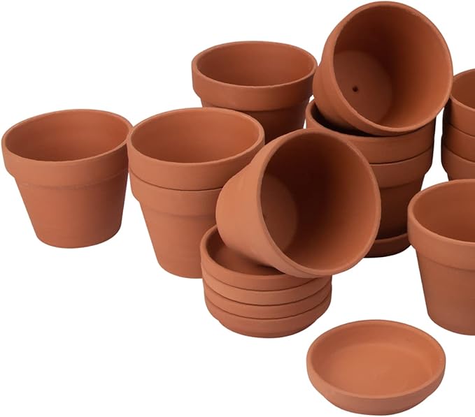 CFKJ [17 Pack] 4" Planter Nursery Pots Terracotta Pot with Saucer Clay Ceramic Pottery Cactus Pot Flower Succulent Garden Terra Cotta Planter Pots (4")
