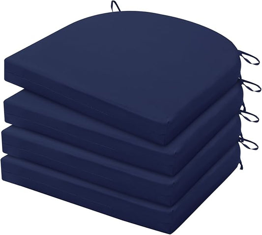 HARBOREST Outdoor Chair Cushions Set of 4, Water Resistant Patio Chair Cushions with Ties, Outdoor Seat Cushions for Patio Furniture, 17"x16"x2", Navy