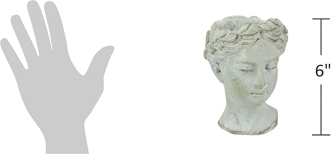 Distinctive Designs Wall Mounted Greek Roman Style Female Head Statue Planter - Small Cement Plant Pot for Indoor Outdoor Home Garden Decor - Artistic Sculpture Plant Holder