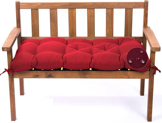 Outdoor Bench Cushion, Waterproof Swing Cushion Bench Seat Cushion, Swing Chair Replacement Seat Pads Cushion Pillow for Lounger Garden Furniture Patio Metal Wooden Bench (Wine Red, 47.24x20in)