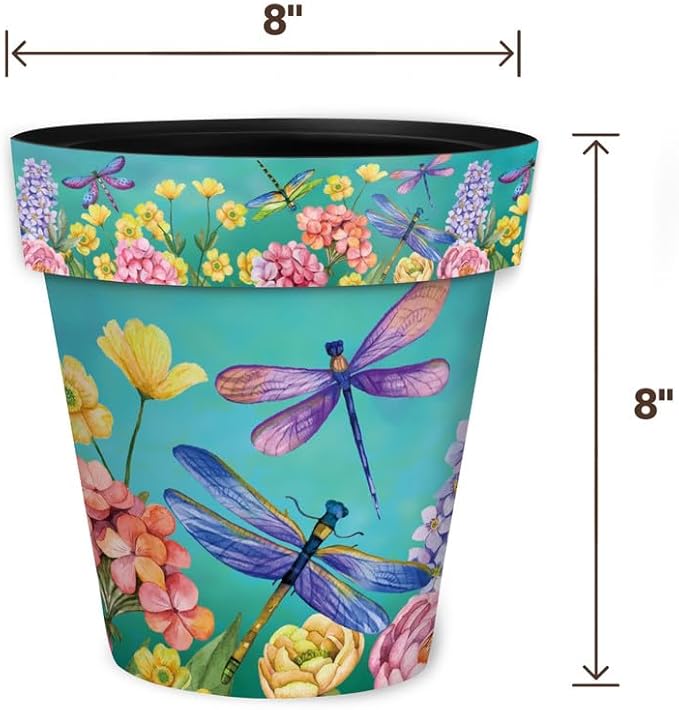 Briarwood Lane Summer Planter 8.5" x 8.5" x 8.5" Dragonfly Garden Small for Summer Planter