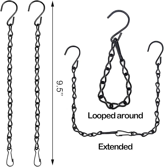 BlingKingdom 2pcs 9.5 Inch Black Hanging Chains for Bird Feeders, Planters, Lanterns, Lanterns, Suet Baskets, Wind Chimes, Chains Signs and Ornaments