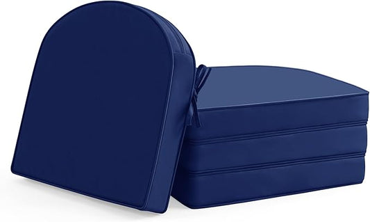 Outdoor Chair Cushions Set of 4: Waterproof & Fade Resistant Patio Furniture Cushions - 19 x 19 x 2 Inch Non Slip Round Corner Seat Cushion Pads with Removable Cover for Garden Yard Lawn, Navy Blue