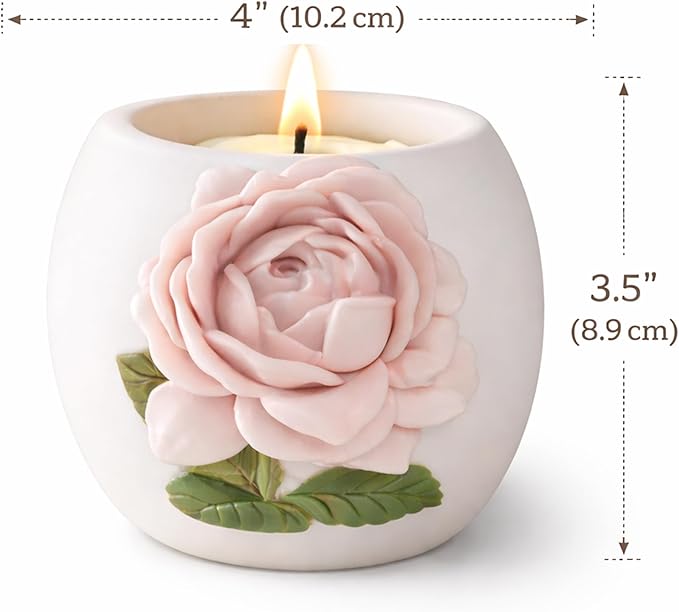 Pink Rose Votive Tea Light Candle Holder & Mini Planter Pot – 4" Wx3.5 H – Decorative Floral Candle Holder – Toothbrush, Pen, Pencil and Makeup Brush Holder – Home Table Décor Gift by SassyXpressions