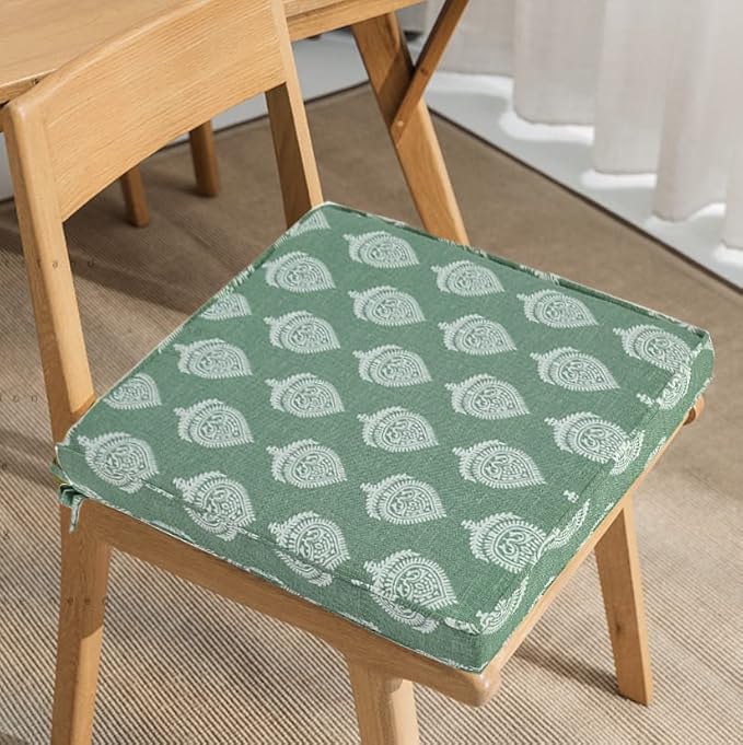 FUNHOME Outdoor Wicker Chair Cushions 18 x 18 x 2.5 Inch, Outdoor Water-Resistant Patio Chair Cushions 2 Packs, Sqaure Chair Pads for Wicker Chair Seat, Fair Green