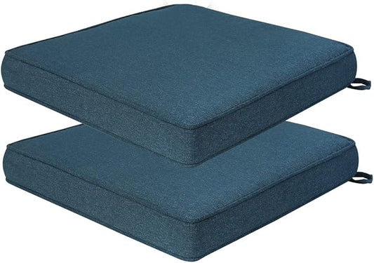 Outdoor Chair Cushions 18x18 Inch,Set of 2,Water Resistant Chair Pads with Ties,Square Seat Cushion 18"x18"x2.5",Patio Chair Cushion for Garden,Backyard Furniture(Denim Blue)