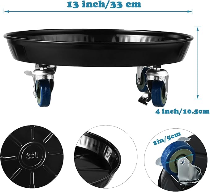 3 Packs Metal Plant Caddy with Wheels 13" Rolling Plant Stand Heavy Duty Plant Dolly with Casters for Indoor and Outdoor Large Planter Casters Potted Plant Mover,Black