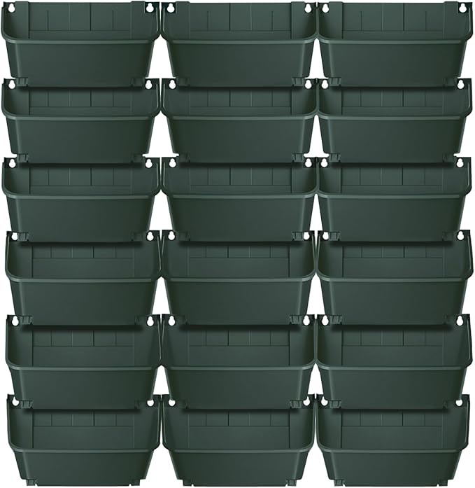Vertical Garden Planter,13 inch Wall Mounted Planter for Patio Indoor Outdoor Decor, Garden Self Watering Pot Balcony Plant Vegetable Fruit Herb Hanging Pocket Holder Flowerpot (18, Army Green)