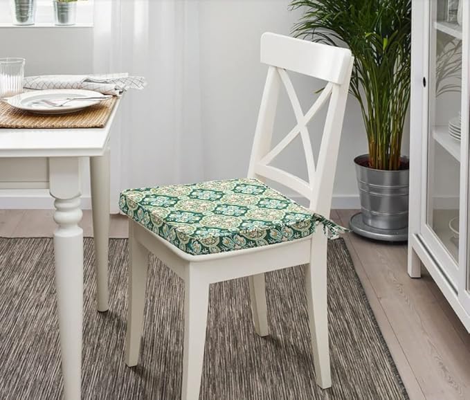 FUNHOME Patio Chair Cushions 18 x 18 x 2.5 Inch,Water-Resistant Outdoor Seat Cushions for Patio Furniture 2 Pack, Sqaure Chair Pads for Wicker Chair Seat, Green Medal