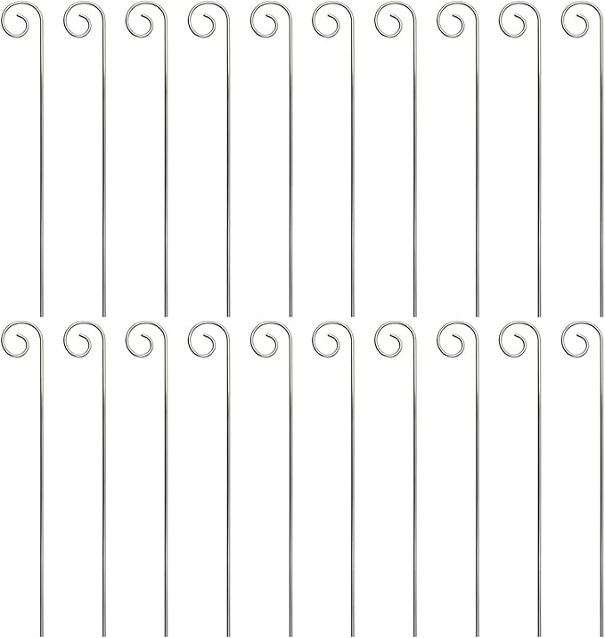 20 Pcs Silver Garden Plant Label Hooks, Garden Stakes, Plant Sign Stake Rustproof Deformed Garden Plant Sign Hooks Hanging Rods for Flower, Planter, Plant Support Garden Stakes (20cm)