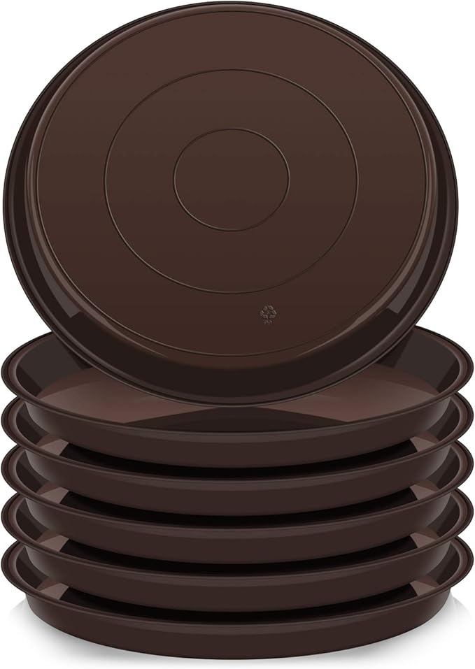 6 Pack of 18 inch Plant Saucer (16 Inch Base), Plant Saucer 18 Inch Round, Plant Trays for Pots, Plant Drip Tray, Plant Pot Saucers, Pot Saucer 18", Plant Saucers for Indoors (18", Brown)
