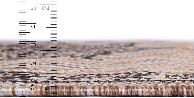 Unique Loom Outdoor Traditional Collection Area Rug - Antique (10' Round Beige/Black)