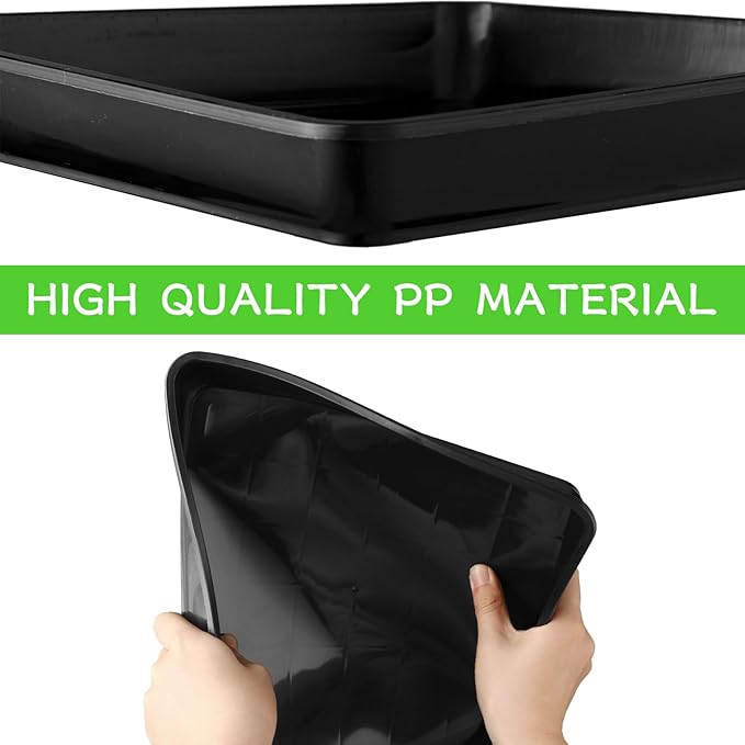 Wenqik 12 Pieces Plastic Square Plant Saucer Large Square Plant Tray Planter Water Tray Garden Plant Pot Drainage Dish Thick Water Receiving Tray for Pots Base Indoor and Outdoor, Black (10 Inches)