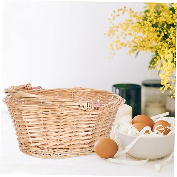 Milisten Garden Basket: Picnic Basket With Handle - Woven Wicker Storage Holder For Garden Home And Picnics - Flower Girl Accessory