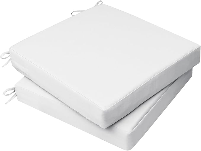 AAAAAcessories Outdoor Seat Cushions for Chairs, Waterproof, Fade-Resistant, 18" x 18" x 2", Patio Furniture Replacement Cushions, Set of 2, Creamy White