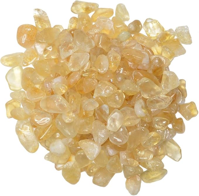 IMALY Citrine Tumbled Tumbled Chips Stone Polished Crushed Healing Crystal Quartz Pieces Irregular Shaped Stones for Home Decorative Stones Vases Plants Succulents 0.5lb