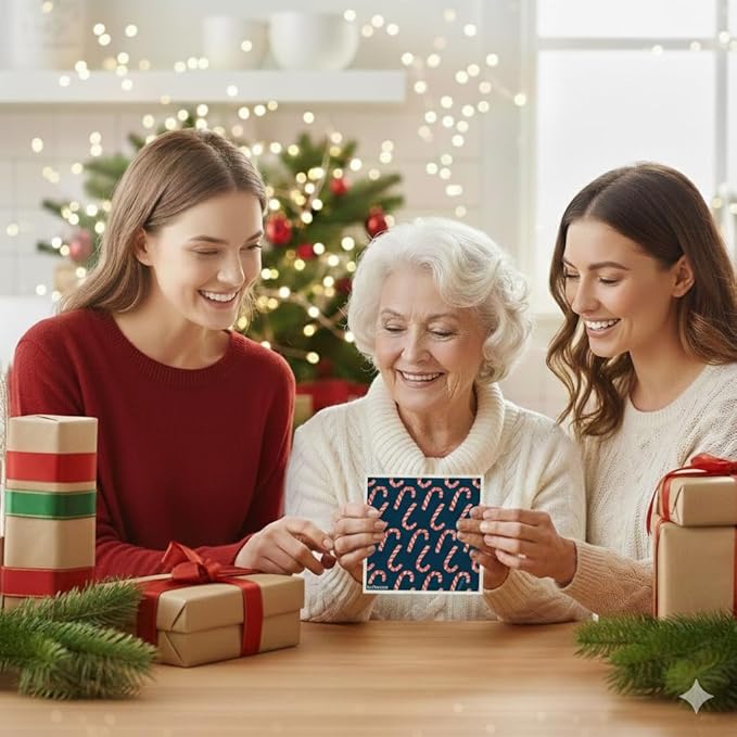 Christmas Holiday Swedish Dishcloth, Reusable Paper Towel, Super Absorbent Cellulose Sponge, Washable Kitchen Cleaning Cloth (Holiday Candy Cane - 1 Pack)