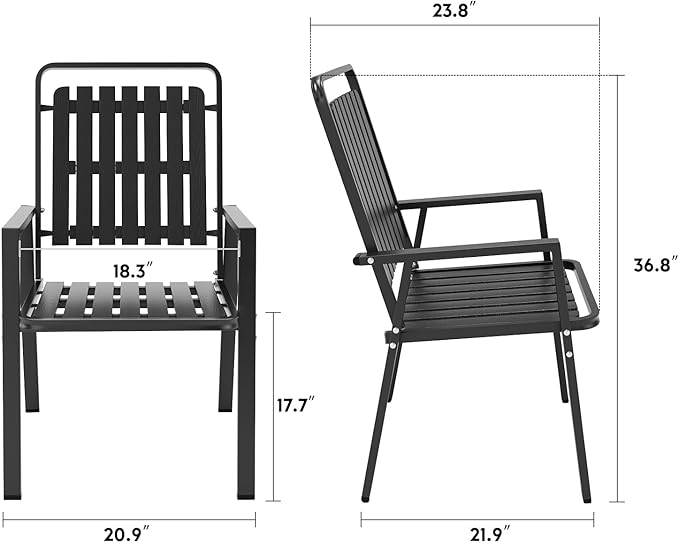 350LBS Outdoor Patio Chairs Set of 8, Patio Dining Chairs with Metal Frame, Heavy-Duty Outdoor Chairs with Armrest for Garden, Poolside, Backyard, Lawn