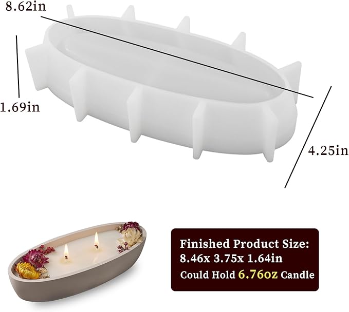 Wehous Silicone Mold Oval Bowl Resin Candle Boat Jar Epoxy Resin Storage Tray Container DIY Succulent Planter Cement Art Craft Jewelry Trinket Candy Holder Decor
