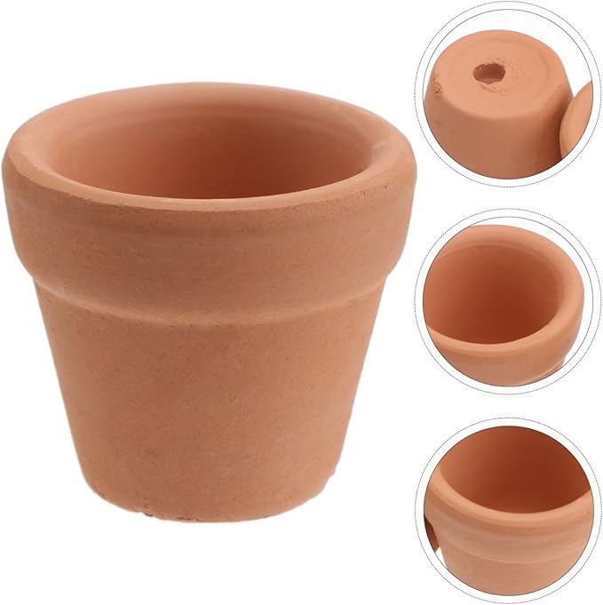 HANABASS 10Pcs 1.2 Inch Mini Terracotta Pots with Drainage Holes, Small Clay Flower Pots, Tiny DIY Paintable Succulent Planter for Nursery Miniature Cactus Succulent Garden Windowsill DIY Crafts