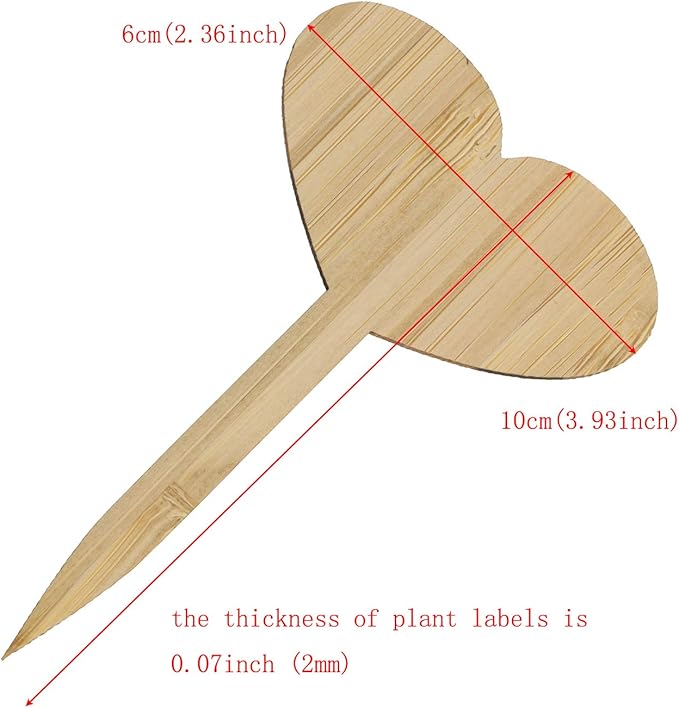 ONLYKXY 30 Pieces Plant Labels, Bamboo Plant Seed Labels Set, Wooden Plant Sign Tags, Nursery Garden Herbs Flowers Vegetables Seed Potted Plants Markers (Heart Shaped Plant Labels)