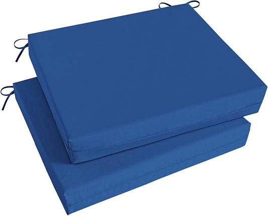 Basic Beyond Outdoor Chair Cushions Set of 2, Square Corner Outdoor Cushions for Patio Furniture, Water Resistant Patio Chair Cushions with 2 Ties, 18.5x16x3, Royal Blue