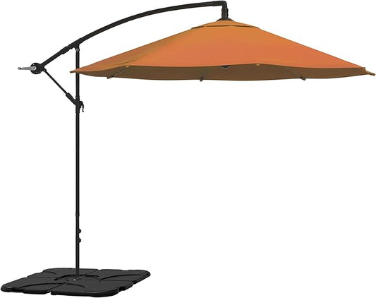 10 Ft Offset Cantilever Patio Umbrella - Fade-Resistant Shade Umbrella Outdoor Patio Canopy with Cross Base for Garden, Lawn, Deck, Yard or Pool by Pure Garden (Terracotta)