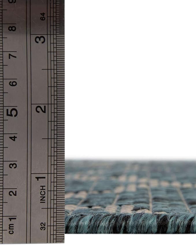 Unique Loom Outdoor Trellis Collection Area Rug - Trellis (Round 13' 0" x 13' 0", Teal/ Gray)