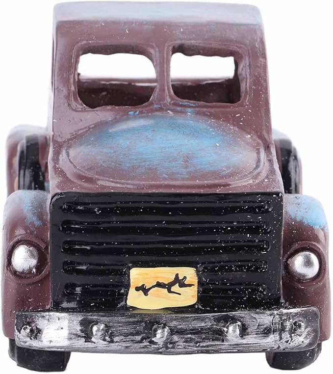 Firlar Retro Style Pickup Truck Flower Pot, Blue Vintage Truck Decor Farmhouse Metal Truck Planter Pickup Car Mini Plant Flower Pot Succulent Planters Vase Lawn & Garden Tabletop Decor