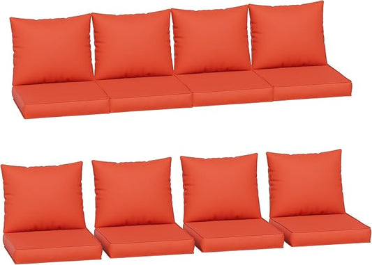 Amopatio Outdoor Cushions for Patio Furniture, Outdoor Chair Cushions Fits 8-seat Sectional Conversation Sets, Patio Replacement Seat Cushion for Patio Chairs (Orange Red)