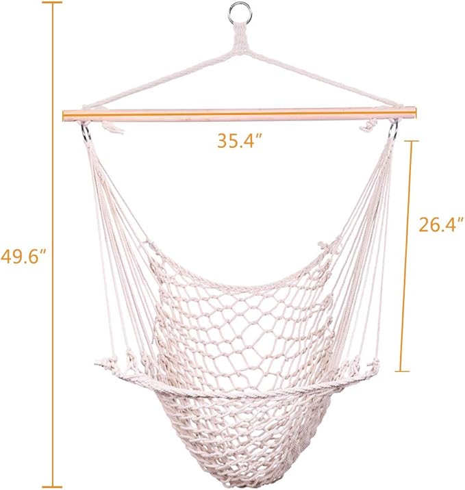 Rope Hammock Cradle Chair,Cotton Hanging Rope Swing Chair for Indoor Outdoor Bedroom Garden Yard Patio