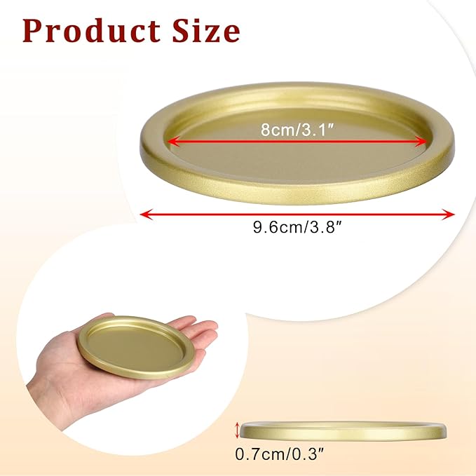 OwnMy 3PCS Iron Candle Holders for Pillar Candles, 3 Inch Metal Pillar Candle Plates and Trays, Small Round Tealight Holders Elegant Candle Stands Bases for Wedding Dining Table Centerpieces, Gold
