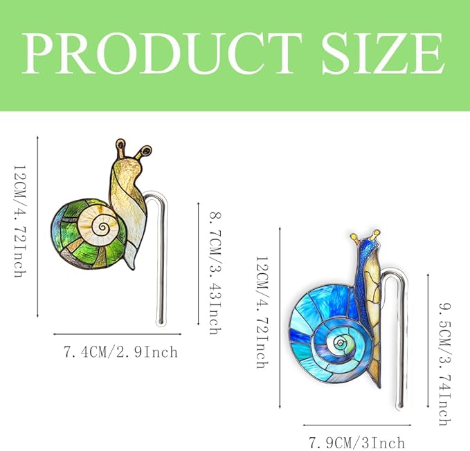 JOONOR 2 Pieces Stained Acrylic Snail Flower Pot Hugger Cute Animal Snail Statue for Planter Hanger Decorations Outdoor Fairy Garden Planter Edge Accessories,Style D