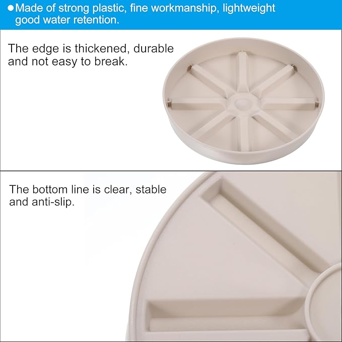 PATIKIL Plant Pot Saucers 6 Inch, 3 Pack Plastic Round Plant Pot Thicker Flower Drip Tray for Indoor Outdoor, White