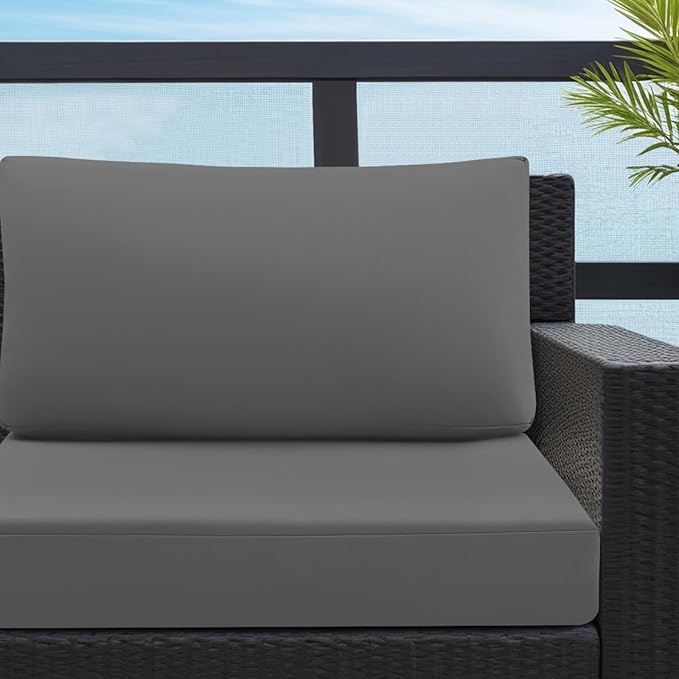 idee-home Outdoor Cushions for Patio Furniture, Outdoor Seat Cushion, Waterproof Hampton Bay Deep Seat Replacement Couch Chair Cushions for Garden Lawn Backyard Deck, Grey 28.5 x 28.5