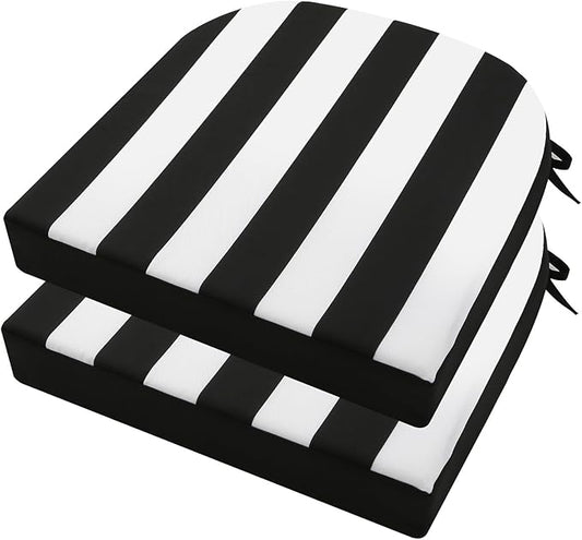 idee-home Outdoor Chair Cushions Set of 2, Thick 17" x 17" x 3" Outdoor Seat Cushions Patio Furniture Waterproof with Ties, Dining Pads