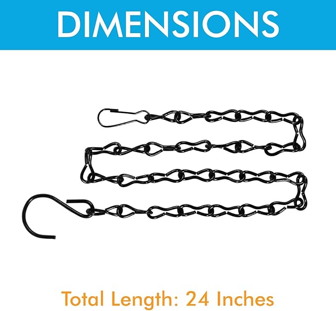 8 Pack 24 Inches Hanging Chain for Bird Feeders, Planters, Birdbaths, Billboards, Lanterns, Chalkboards, Decorative Ornaments (24 Inch 8pc)