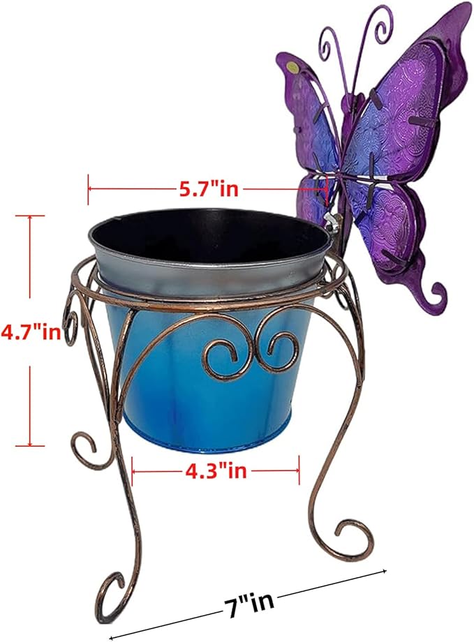 Teaeeno Butterfly Decor Flower Pot,Outdoor Flower Planters,Animal Succulent Flower Pot,Metal Flower Pots,Decorative Fun Planter for Cactus and Air Plants for Indoor/Outdoor Use,Perfect Gardening Gifts