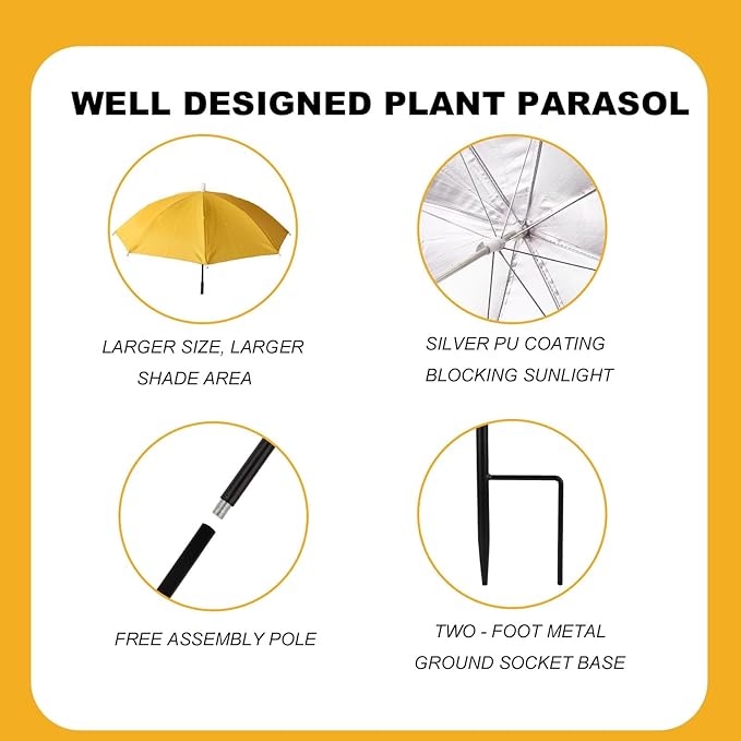 3pcs Plant Shade Umbrella for Outdoor, Garden Umbrella Sun Shade Potted Plants Garden Beds for Patio Flowers Fruits Vegetables